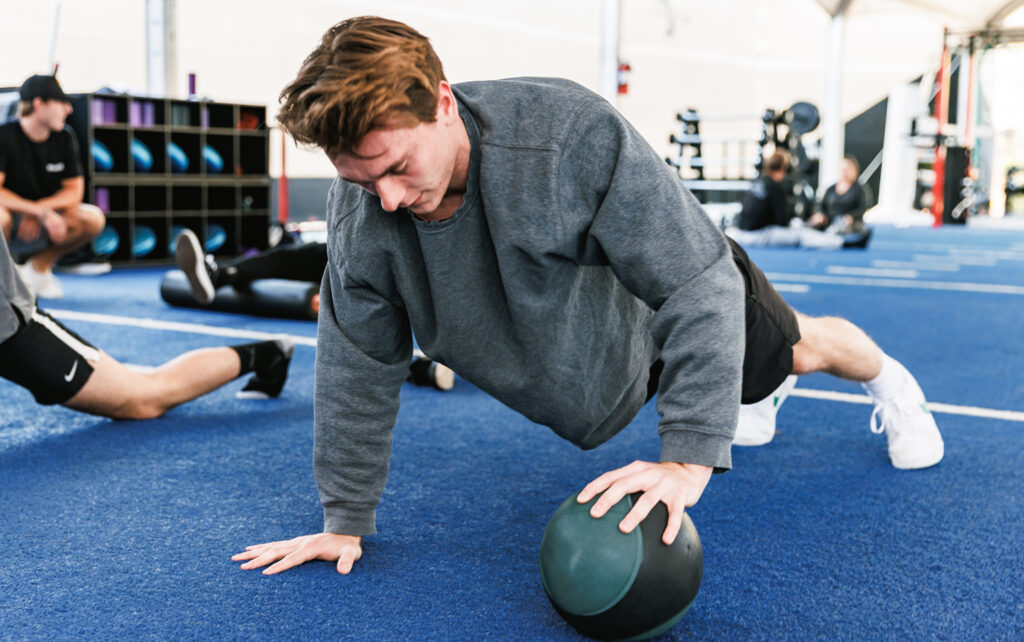 fall into fitness, man in workout class